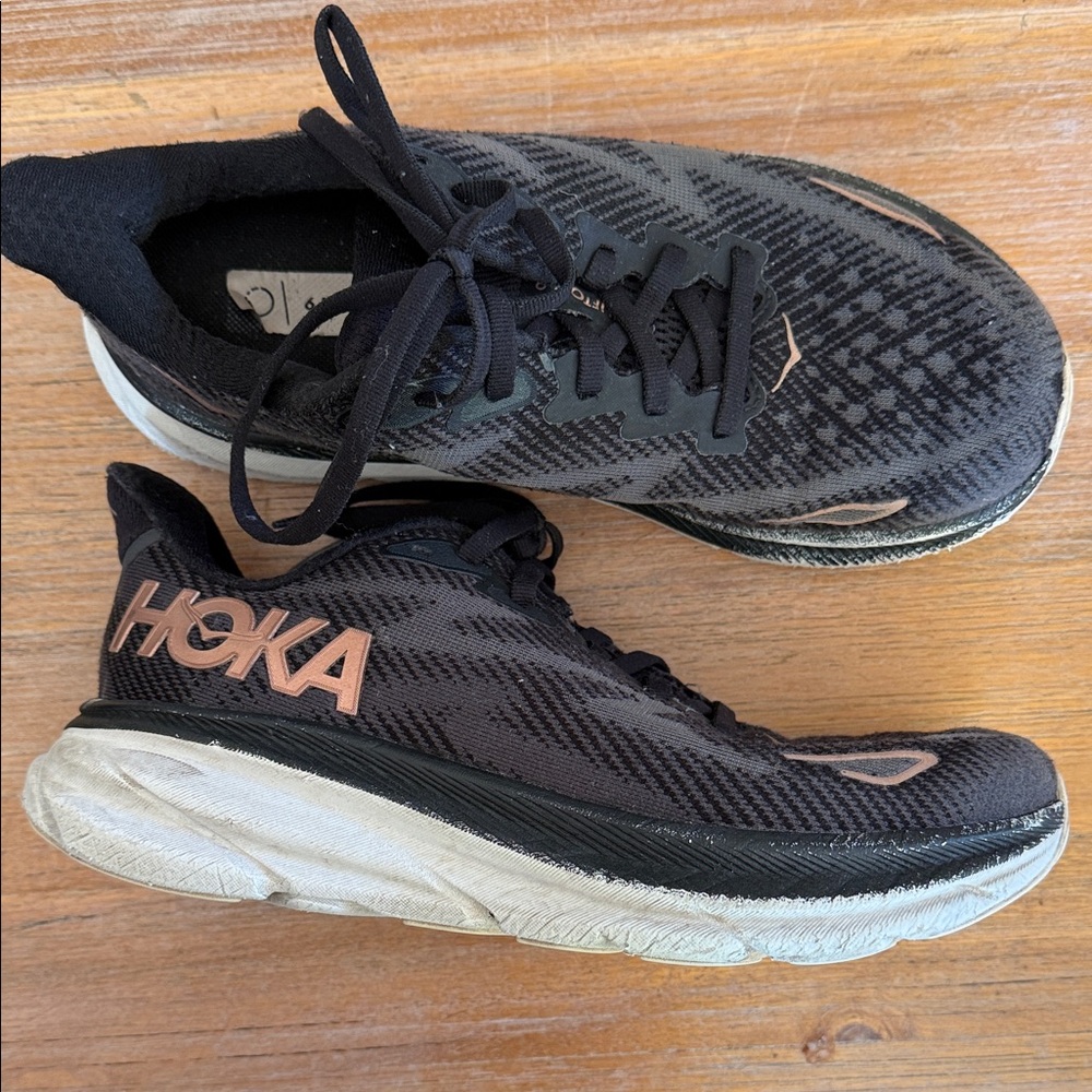 Hoka Black and Gray Athletic Shoes